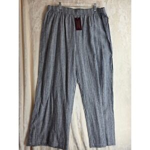 Linda Anderson Striped Wide Leg Lounge Pants Womens XL Blue White Gold Metallic